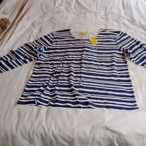 Fresh XL Long Sleeve Shirt Blue And White Stripes New With Tags